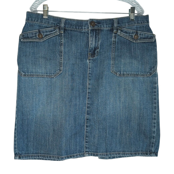 Vintage 2006 Old Navy Denim Jeans Skirt, Stretch Low Waist Back Slit, Women's 12 - Picture 10 of 10